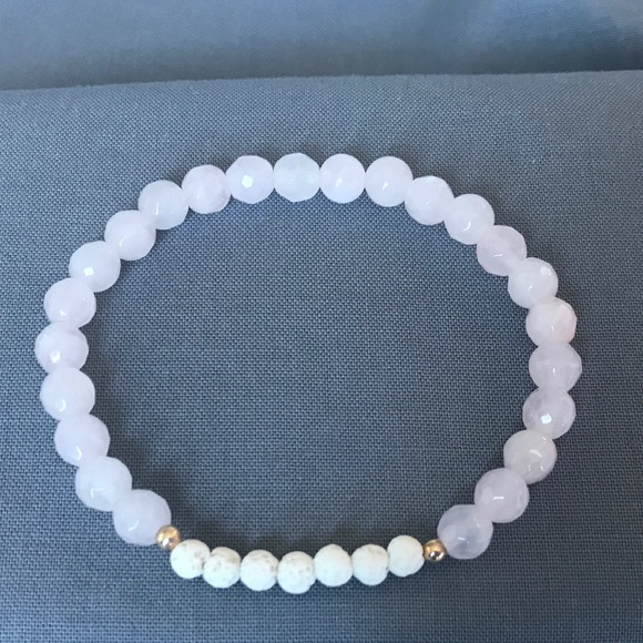 Rose Quartz and White Lava Bead Diffuser Bracelet